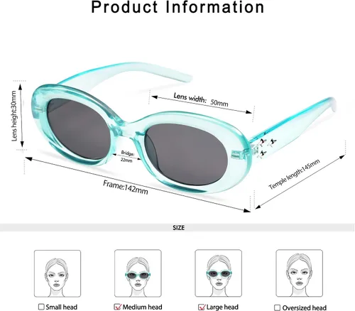 Vista 5 de Gafas de sol ovaladas retro para mujer, estilo vintage, montura redonda, AP3656