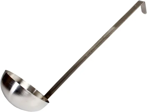Vista 12 de TrueCraftware - Cucharón de acero inoxidable de 1 onza con mango largo con gancho, cuchara medidora pequeña de grado comercial para salsa de sopa