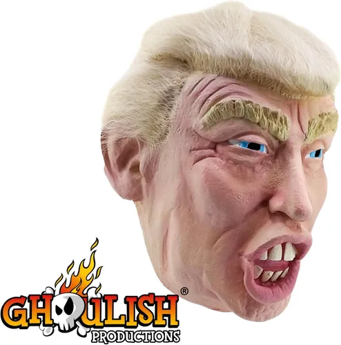 Vista 13 de Máscara de Halloween Trump con cabello para adultos, Beige