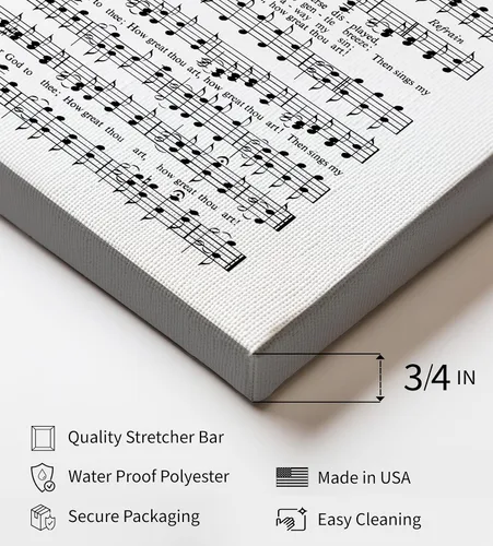 Vista 3 de Poster Master Lienzo How Great Thou Art - Impresión de partituras de música retro, arte de pared de himnario, regalo para hombres, mujeres
