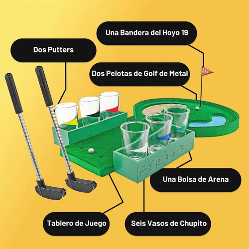 Vista 4 de Fairly Odd Novelties Juego de beber golf en miniatura, estándar, verde, vasos de 1.75 onzas – Última diversión de mesa para entusiastas del golf