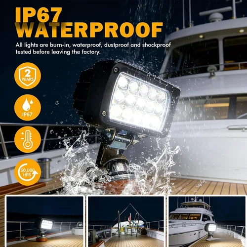 Vista 4 de Paquete de 2 luces LED de trabajo de servicio pesado de alta potencia de 6.3 pulgadas, 45W, 5500LM, 12V/24V, faro antiniebla más brillante, barra