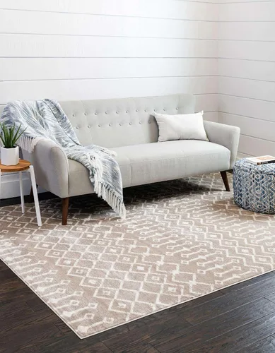 Vista 6 de Unique Loom Enrejado Marroquí Colección Trellis Geométrica Transicional Beige/Marfil Alfombra Área (10 pies 8 pulgadas x 16 pies 5 pulgadas)