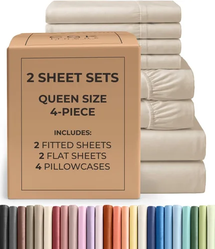Vista 350 de Pack of 2, Twin Size 3 Piece Sheet Set - Breathable & Cooling - White