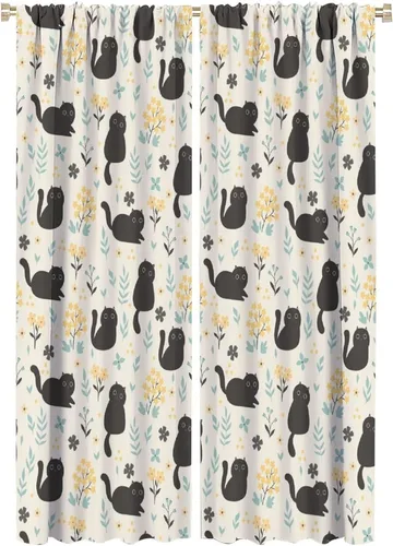 Vista 33 de Cortinas opacas de gato abstracto, arte simple, universo planeta, dibujos animados, lindo, divertido, colorido, gato, azul, niños, niñas, niños