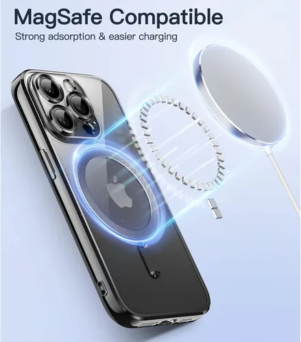 Vista 5 de JETech Funda transparente suave para iPhone 14 Pro de 6.1 pulgadas, protección completa para lente de cámara, compatible con carga inalámbrica Negro