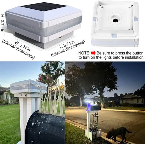 Vista 3 de FVTLED Flexfit - Paquete de 8 luces solares para postes de madera para exteriores, funciona con energía solar, para postes de madera de 3.5 x 3.5, 4