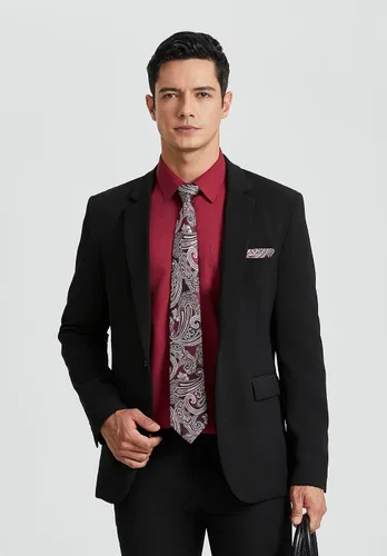 Vista 178 de HISDERN Corbatas para hombre, corbata de cachemira y bolsillo cuadrado tejido clásico floral para hombre, corbata de fiesta de boda