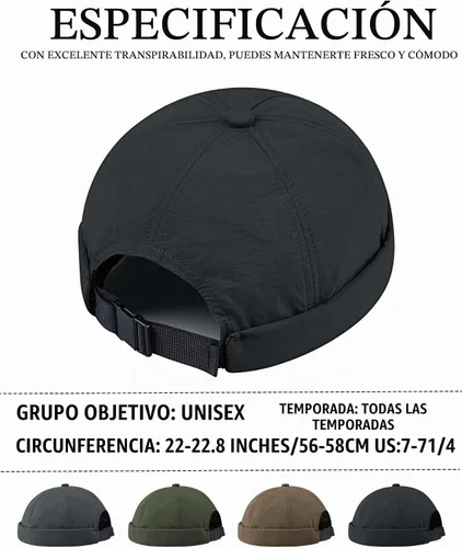 Vista 4 de Croogo Gorra Docker de secado rápido, ligeros, transpirables, sin ala para hombre Ct81-negro