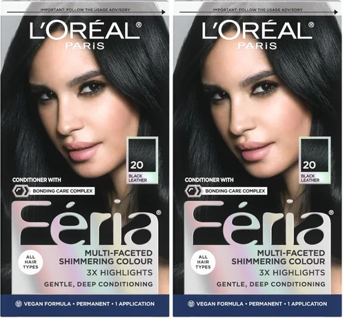 Vista 40 de L'Oreal Paris Feria - Tinte permanente brillante multifacético para el cabello, tinte de alta intensidad para reflejos 3X, 10 negro azabache