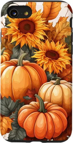 Vista 18 de iPhone 16 Nice Art Of Fall Pumpkins, Sunflowers, And Autumn Leaves Case
