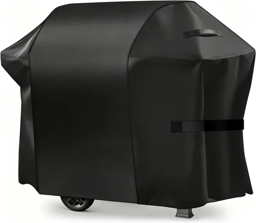 Vista 12 de Funda para parrilla, 300D Oxford resistente al agua, cubierta de gas para barbacoa con correas de nailon ajustables, a prueba de polvo, resistente a