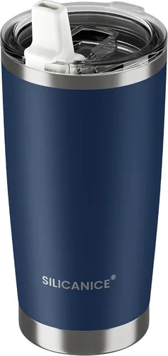 Vista 13 de Vaso higiénico aislado al vacío de acero inoxidable de 20 onzas con tapa fácil de poner y quitar – Deslizador extraíble, taza de viaje de doble