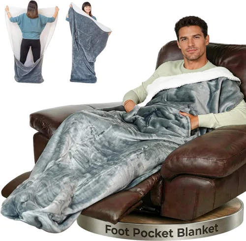 Vista 10 de EzrAllora Manta premium con bolsillo para los pies, patente pendiente, regalo para jugadores para hombres que lo tienen todo, manta de televisión