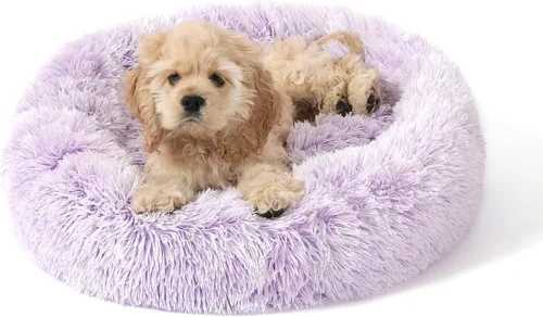 Vista 18 de NOYAL Cama Calmante en Forma de Rosquilla para Perros Pequeños a Medianos y Gatos - Cama de Mascotas de Felpa Sintética Anti-Ansiedad con Funda