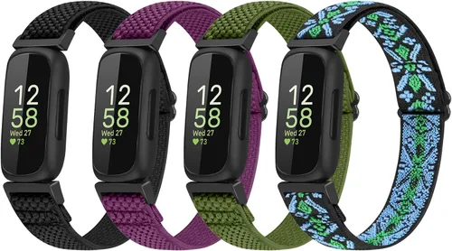 Vista 11 de Vodtian Paquete de 4 Correas Compatibles con Fitbit Inspire 3/Inspire 2/Inspire/Inspire HR/Ace 3/Ace 2, Correas de Nylon Elásticas Ajustables