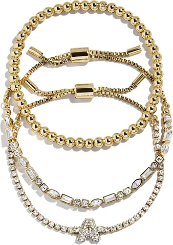 Vista 55 de BaubleBar Juego de pulsera Pisa para mujer, tres pulseras de cuentas chapadas en oro, joyería de moda, regalo de moda