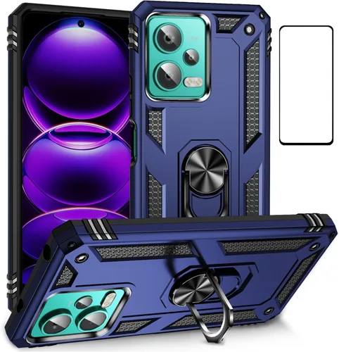 Vista 72 de Funda para Xiaomi POCO X3 NFC /X3 Pro con protector de pantalla, armadura de protección militar híbrida resistente a prueba de golpes, funda Negro