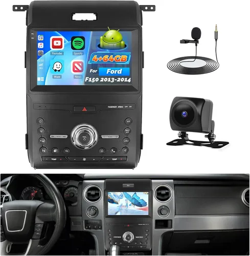 Vista 9 de 2+64G Android 15 Radio de coche para Ford F150 2013 2014 Carplay inalámbrico Android Auto, 9 pulgadas IPS pantalla táctil estéreo del coche