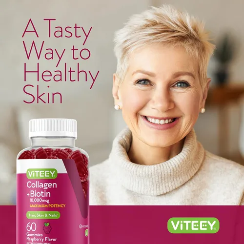 Vista 6 de Viteey - Gomitas de colágeno con gomitas de biotina for Hair Skin and Nails Vitaminas – Suplementos de biotina y colágeno para mujeres y hombres