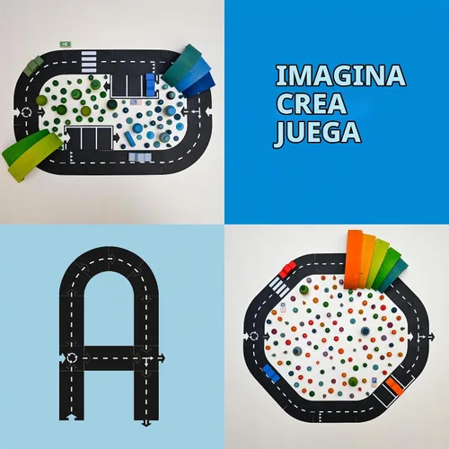 Vista 3 de Waytoplay Expressway, Circuito de 16 piezas para autos de juguete - Flexible, indestructible e impermeable - Pistas modulares para automóviles