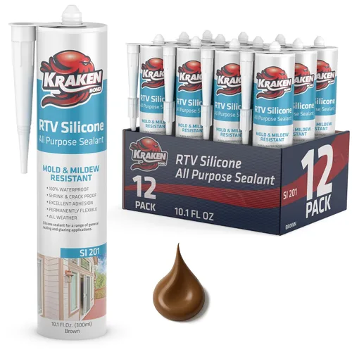Vista 17 de Kraken Bond Sellador de silicona negro resistente al agua Cartucho de 100 a 10 onzas líquidas, RTV silicona para calafatear cocina y baño, todo uso