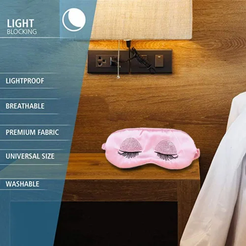 Vista 4 de Máscara de seda para dormir con correa elástica, antifaz cómoda para niños, niñas, mujeres y hombres