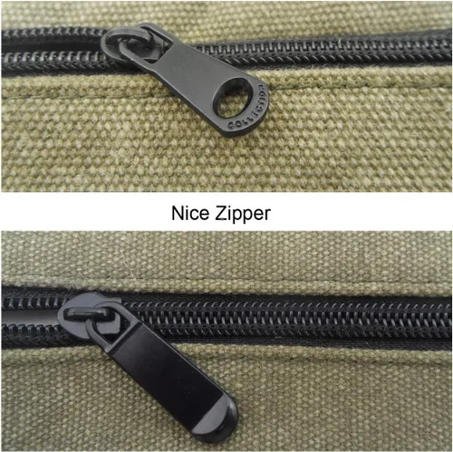 Vista 5 de Enyuwlcm Bolsa de lápices grande de lona pesada con correa de asa, estuche duradero con dos compartimentos con cremallera, soporte para lápices, 1
