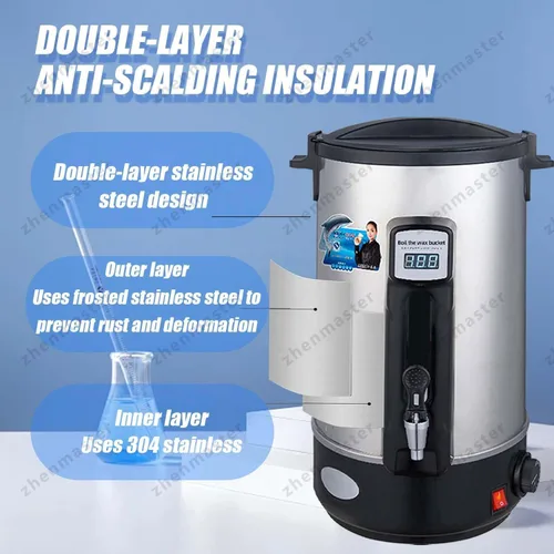 Vista 4 de Electric Candle Wax Melter 1500W, Stainless Steel Wax Melting Pot 8–35L with Digital Thermostat and Wax Pouring Nozzle, for Soy Wax, Beeswax, 8L