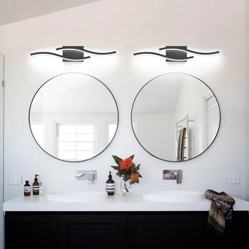 Vista 7 de PRESDE Lámpara LED de Tocador de Baño de 24", Moderna Luminaria de Barra de Pared Negra Sobre Espejo Regulable 3CCT