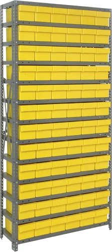 Vista 519 de Quantum QSBU-245BK Heavy Duty Shelving Unit with (7) Shelves and (24) QUS245 Black Bins for Garage Warehouse Storage Distribution 400 lb Load