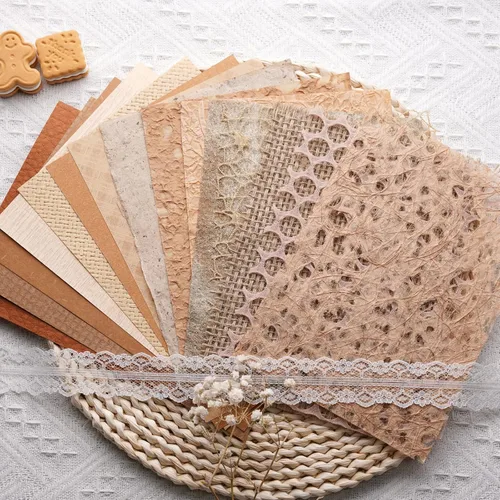 Vista 7 de 15 piezas hechas a mano para álbumes de recortes, papel texturizado para manualidades, hojas A5, mezcla especial para álbumes de recortes, diario