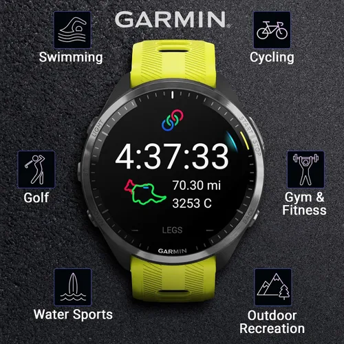 Vista 4 de Garmin Forerunner 965 Premium Reloj inteligente para correr y triatlón de 47 mm con pantalla táctil AMOLED, bisel de titanio DLC gris carbón