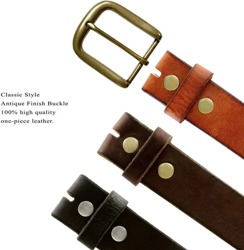 Vista 4 de Shotgun Shell Concho - Cinturón de piel de mezclilla casual genuino, 1.496in de ancho