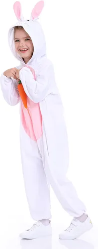 Vista 2 de Disfraz unisex de animales para niños, pijama de animales con capucha de felpa, para Halloween, carnaval, animal, para niños y niñas