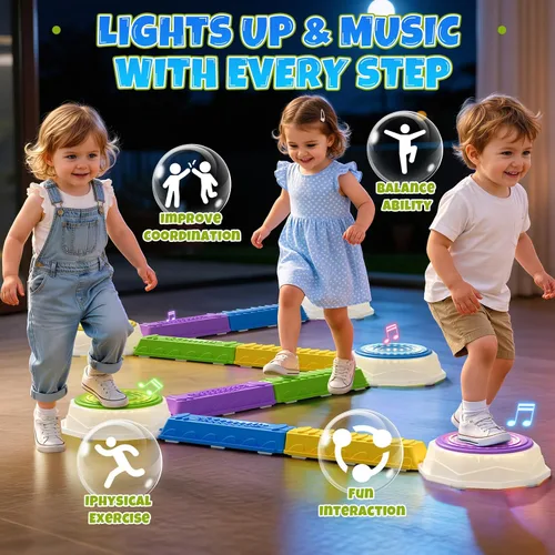 Vista 2 de Wee Wonders Piedras iluminadas y haz de equilibrio para niños, juguetes