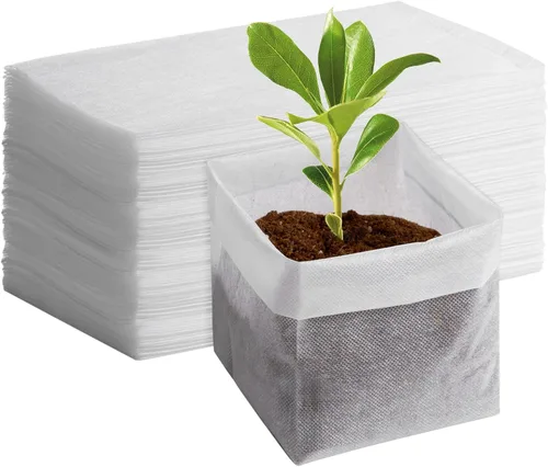 Vista 12 de GREANER 200 bolsas de vivero de plantas, 3.5 x 4.7 pulgadas, bolsas de cultivo de plantas de tela biodegradable no tejida, macetas de plantas