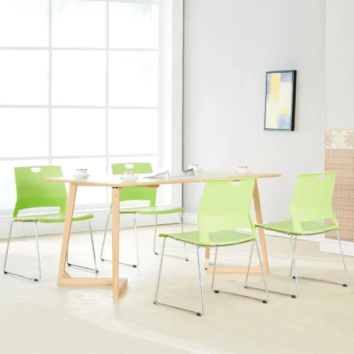 Vista 2 de Sidanli Sillas apilables para negocios, sillas de comedor modernas para el hogar, color verde (juego de 4)