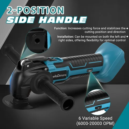 Vista 6 de Herramienta multifuncional oscilante inalámbrica compatible con batería de 18V de Makita (batería no incluida), herramienta oscilante inalámbrica