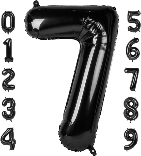 Vista 16 de Globos con números de 40 pulgadas, color negro, para decoraciones de cumpleaños de 10 a 100 años Jumbo 40In & Vibrant Color, With Hanging Holes