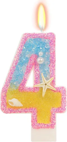 Vista 26 de Vela número 1 de estrella de mar de playa para decoración de pastel Plata