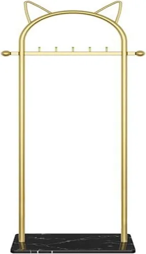 Vista 6 de Perchero dorado para ropa, perchero con base de mármol estable para abrigos, sombreros, bufandas, ropa y bolsos, para el hogar, dormitorio, hotel