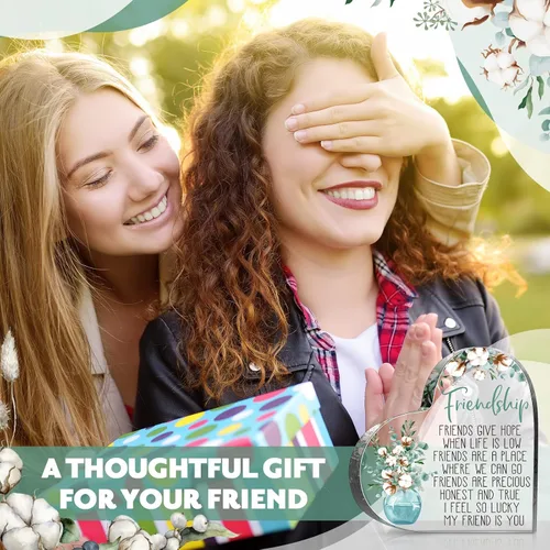 Vista 6 de Spiareal Regalo para Amiga Amistad Mujeres Amiga Amistad Cumpleaños Regalo de Ánimo Corazón de Acrílico Mariposa Recuerdo Pisapapeles para Casa
