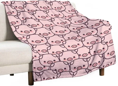 Vista 6 de Manta de cerdo para regalo, manta de franela polar de 30 x 40 pulgadas, suave para niñas, niños y adultos, ligera, cómoda, cálida manta con temática