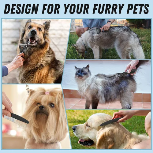 Vista 7 de Docrok Combo de aseo para mascotas: rastrillo para subcapa, cepillo desenfundador para perros y gatos de pelo largo, color negro