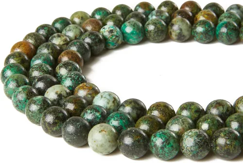 Vista 3 de 60 piezas de cuentas de turquesa africana natural de 6 mm, cuentas de piedras preciosas naturales, cuentas sueltas redondas para hacer joyas