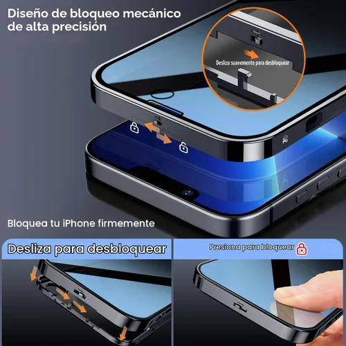 Vista 3 de Funda magnética de privacidad para iPhone 13 Pro, protección completa de la cámara, color negro [Mechanical Lock][Compatible with MagSafe]