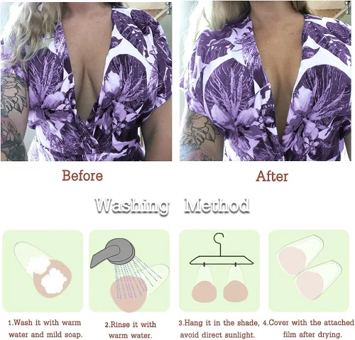 Vista 7 de NTSWZYS 2 Pairs Sticky Bra Push up AdhesiveBra Backless Silicone Bra for Breast Lift