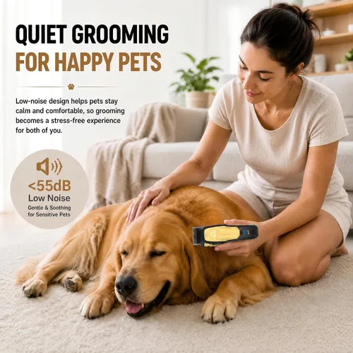 Vista 3 de Kit de aseo para perros, gatos, mascotas, cortapelos inalámbricos Negro dorado