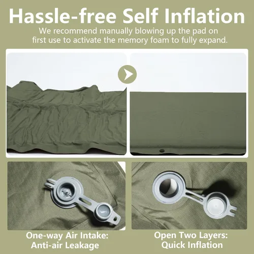 Vista 3 de BISINNA Colchoneta de dormir autoinflable, colchón de espuma gruesa con almohada para acampar, colchoneta de dormir aislada ligera para inflar